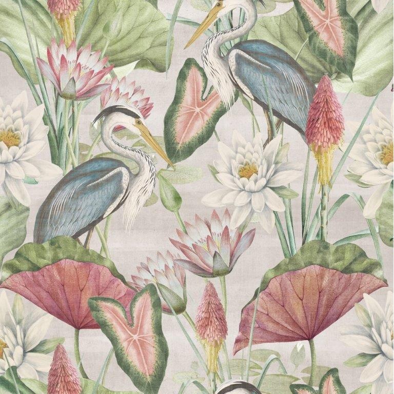 Esselle Home Waterlily Lake Linen Wallpaper - Multicoloured