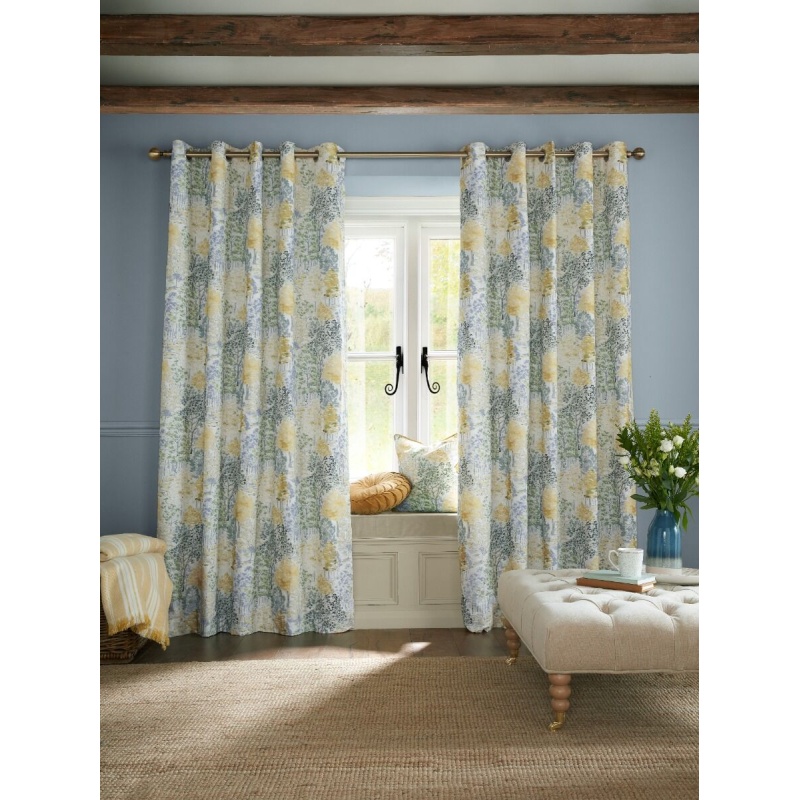 Laura Ashley Bernwood Eyelet Curtains - Ochre Yellow