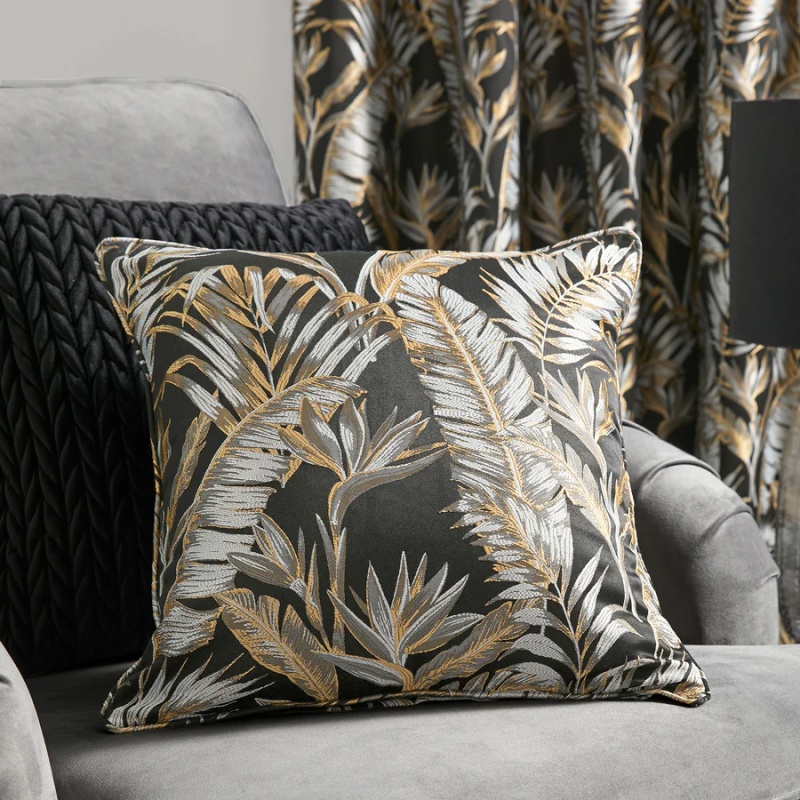 LLB Paradise Palm Filled Cushion 43cm - Black