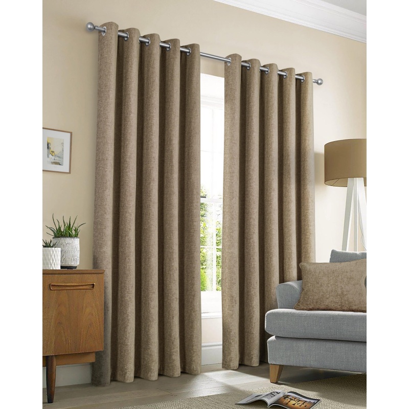 Sundour Amberley Thermal Eyelet Curtains - Earth