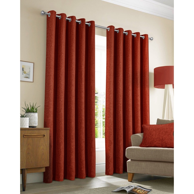 Sundour Amberley Thermal Eyelet Curtains - Terracotta - W 66 X 72