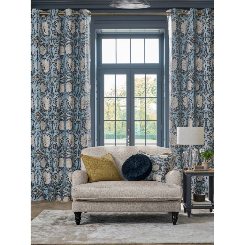 William Morris at Home Pimpernel Blackout Eyelet Curtains - Blue - W 90 x D 72