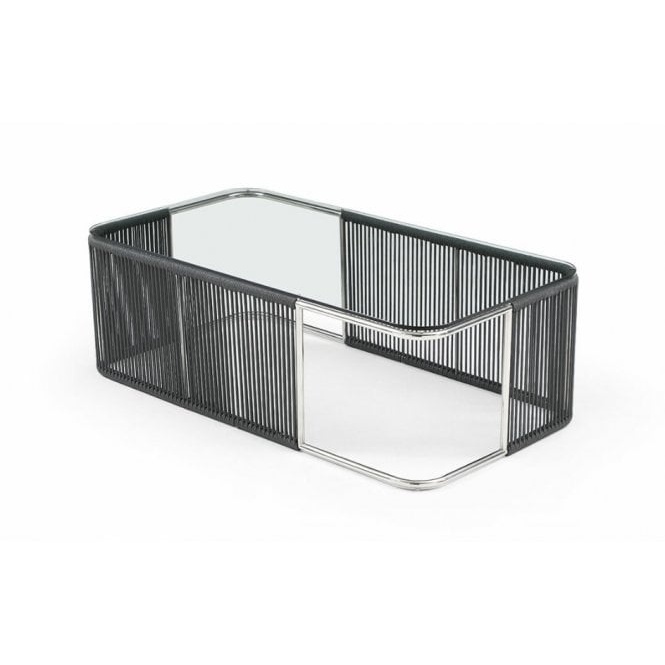 Witten Coffee Table - Polished Stainless Steel and Grey Rope