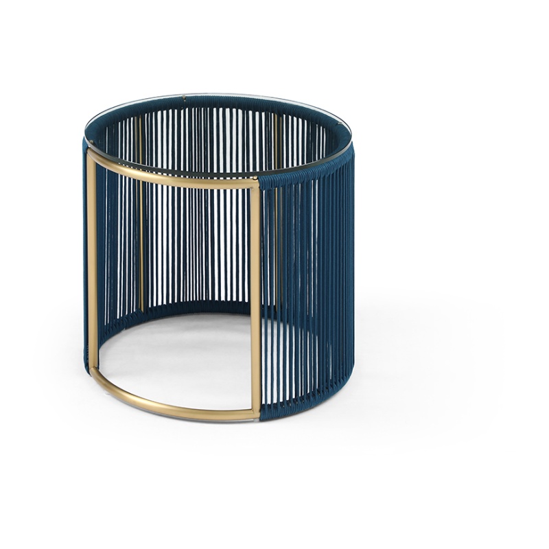 Witten Lamp Table - Brushed Champagne and Blue Rope