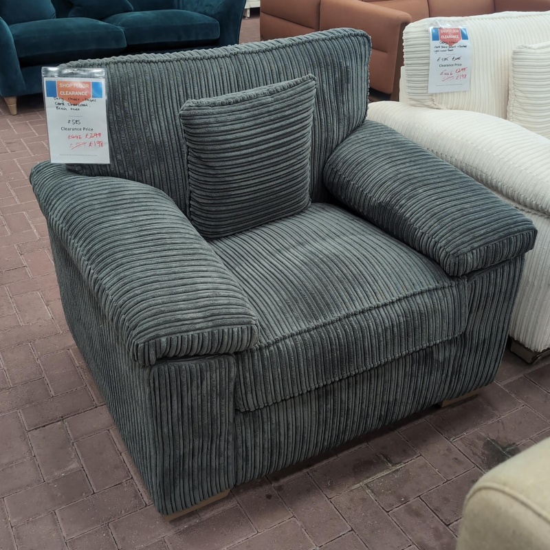 Dexy Fabric Armchair - Cord Charcoal with Beech Feet