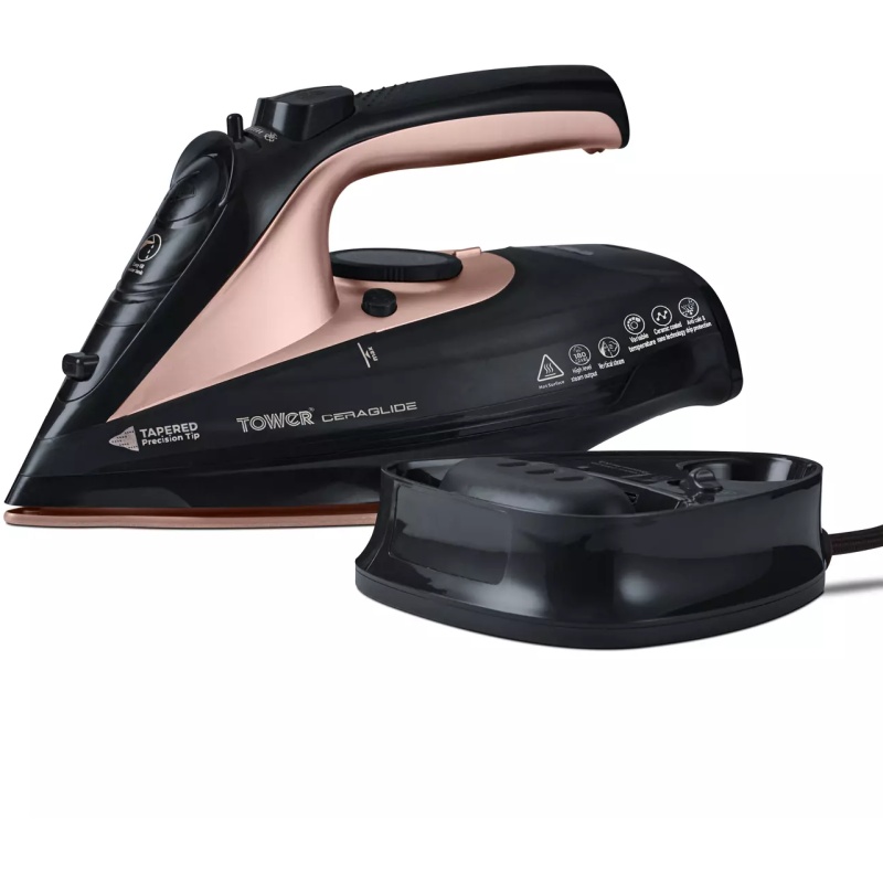 Tower Tower T22008 2400W Cord-Cordless Steam Iron - Rose Gold