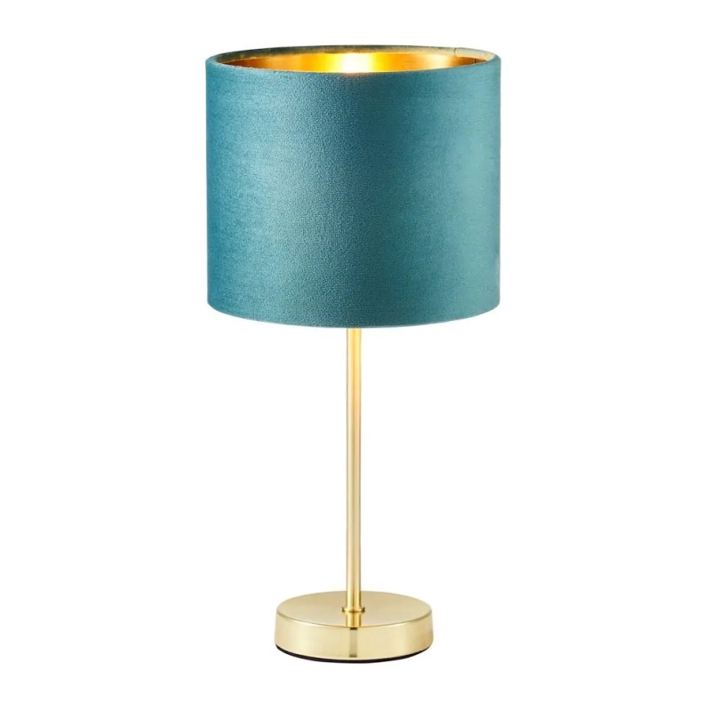 Bhs Velvet Table Lamp - Teal/Brass