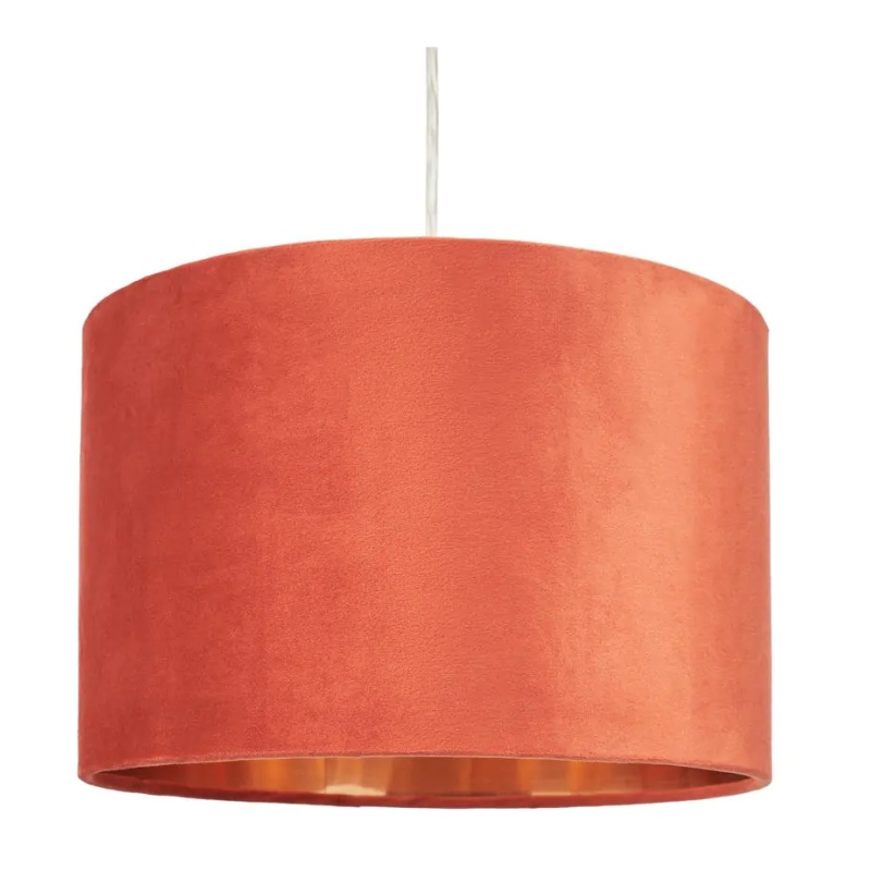 Bhs Light/Orange Velvet Easyfit Shade 30Cm - Orange/Brass