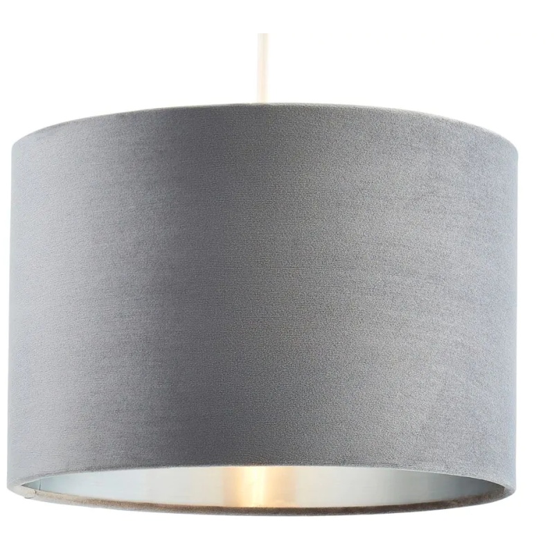 BHS BHS Velvet Easyfit Light Shade 30cm - Grey/Nickel