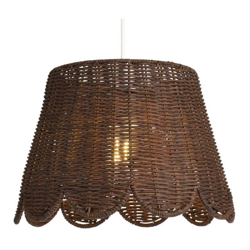 BHS BHS Kuta Scallop Rattan Easyfit Light Shade 30cm - Brown