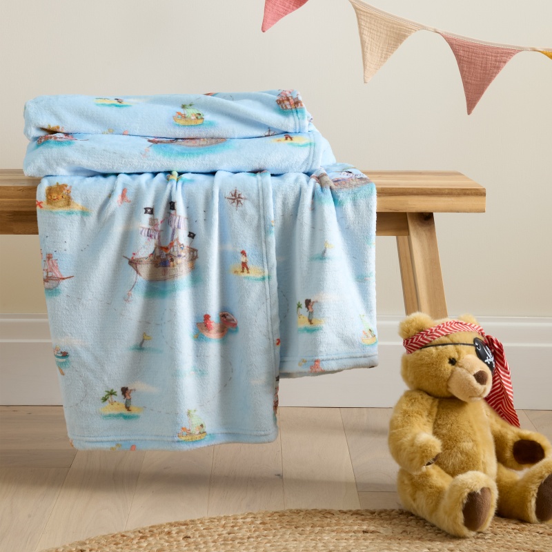 Belle And Boo Blue Pirate Fleece Throw 150X200cm