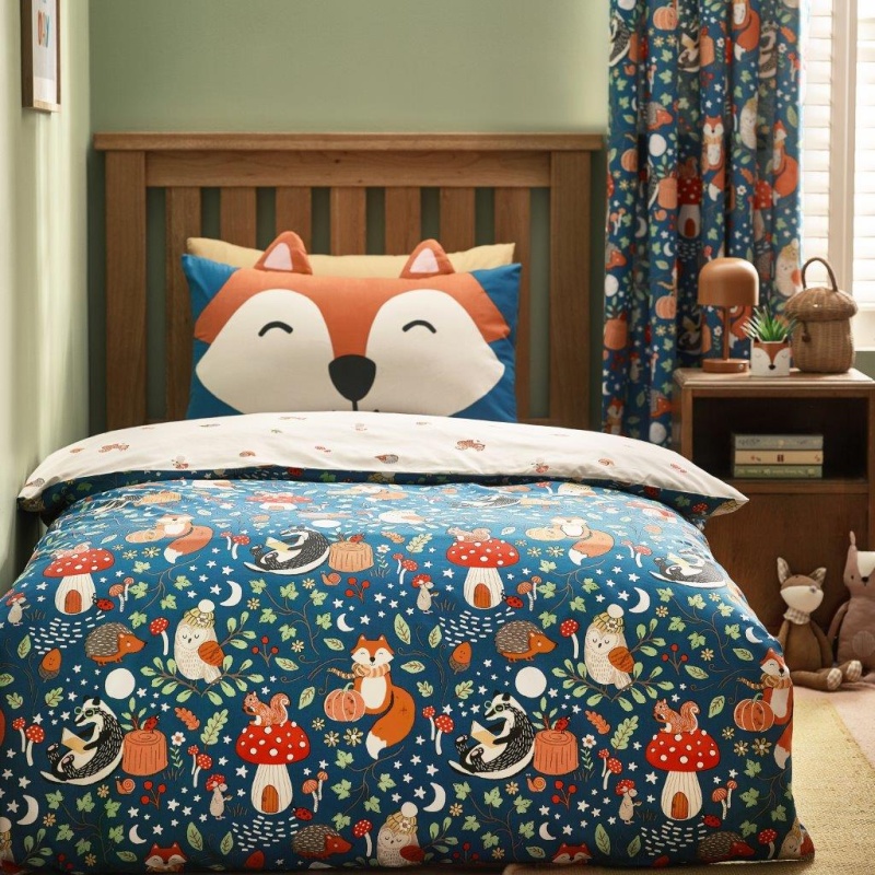 Catherine Lansfield Blue Fox And Woodland Friends Single Duvet Set - /Multi
