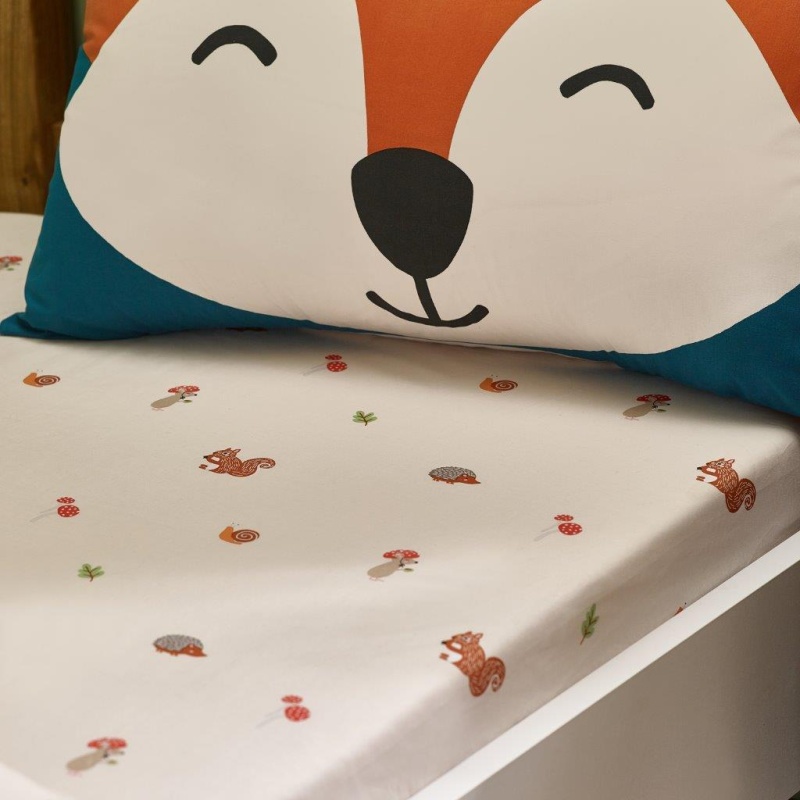 Catherine Lansfield Catherine Lansfield Fox & Woodland Friends Single Fitted Sheet - White