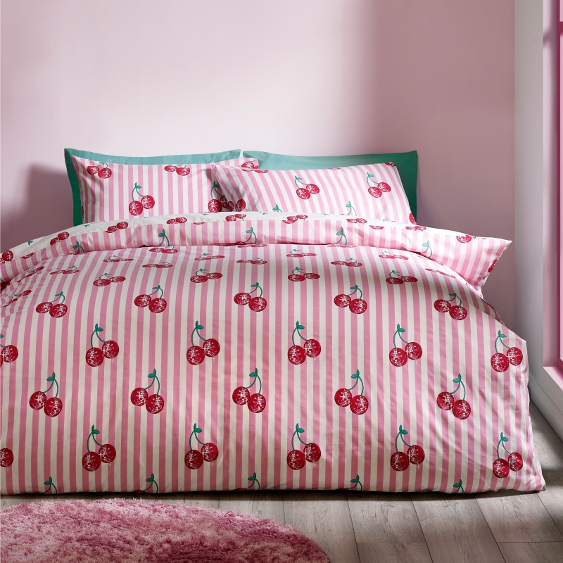 Catherine Lansfield Catherine Lansfield Disco Cherries Duvet Set - Pink