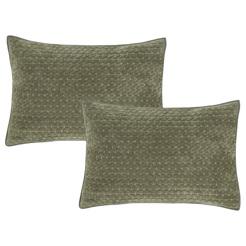 Bianca Bianca Attica Velvet Pillowsham Pair - Green