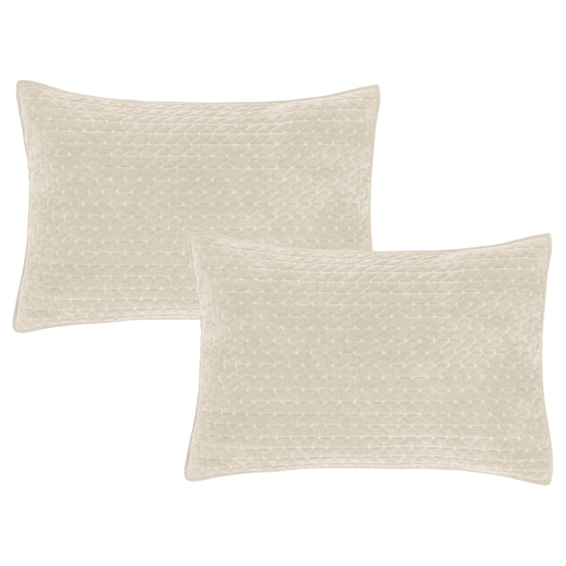 Bianca Attica Velvet Pillowsham Pair - Natural