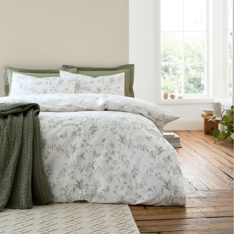 Bianca Fine Linens Thea Floral 200 Thread Count Cotton Reversible Duvet Cover And Pillowcase Set Green Double (200X200cm) - La Redoute - Image 5