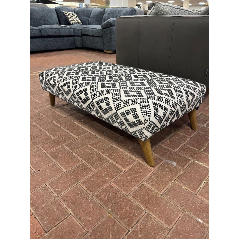 Buoyant Upholstery Molly Accent Footstool - Odelle Mono Deluxe Fabric & Oak Feet