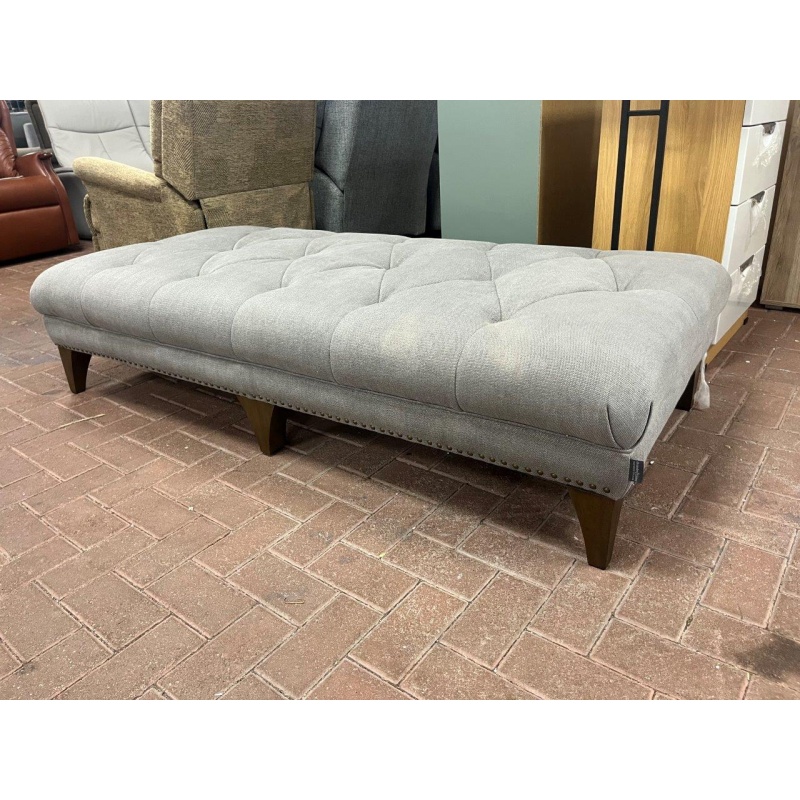 Alexander & James Alexander & James Luisa Footstool - Naturalis Taupe Fabric, Dark Feet & Antique Studs
