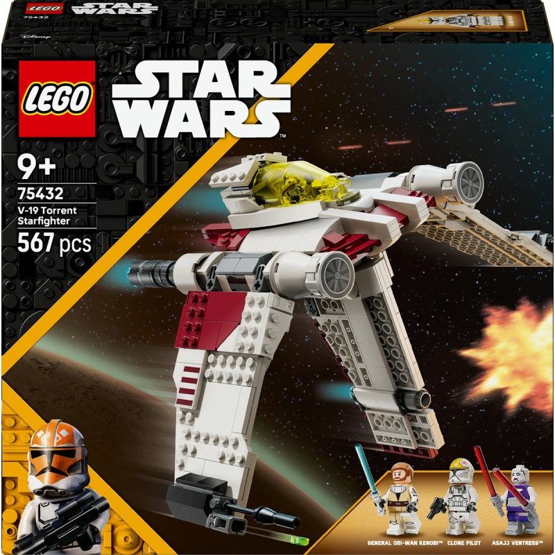 Image of LEGO Star Wars 75432 The Clone Wars V-19 Torrent Starfighter In White/Red