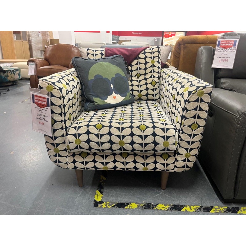 Orla Kiely Orla Kiely Linden Chair - Sixties Stem Dusk Fabric & Multi Stem Rockpool Scatter & Oak Feet