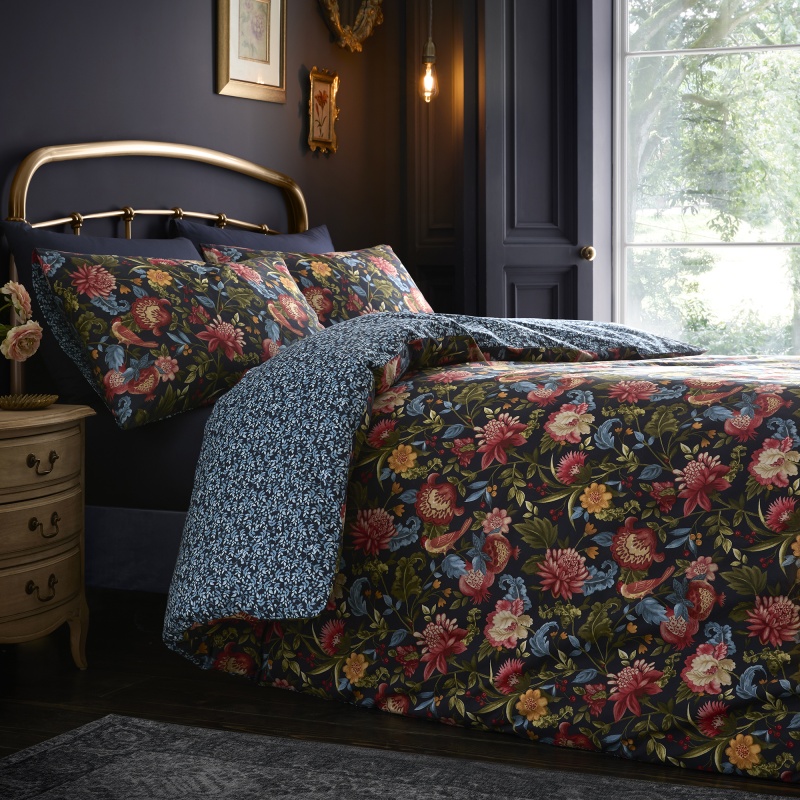 Dreams And Drapes Dark Bejewelled Bedspread - Navy