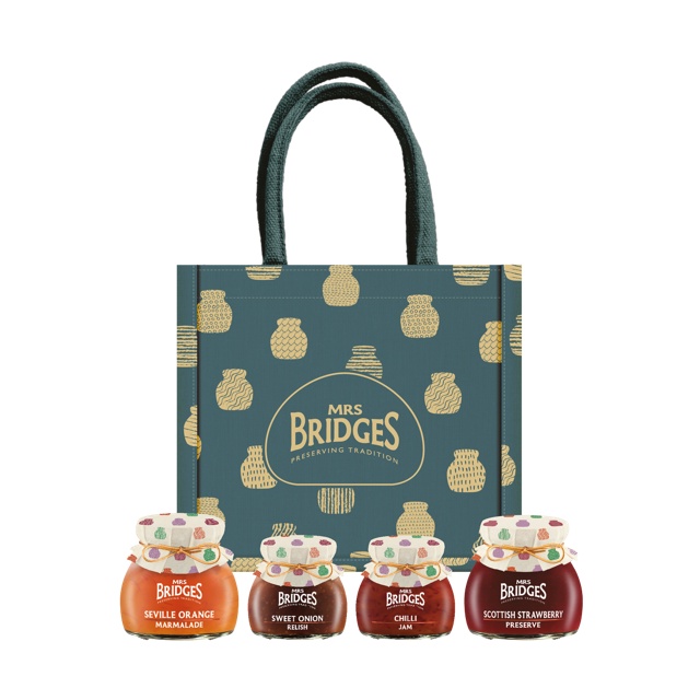 Mrs Bridges Hamper Bag Green & Gold 713g