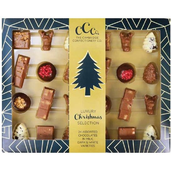 Cambridge Confec Co 24 Solid Assorted Christmas Chocolate Shapes 250g