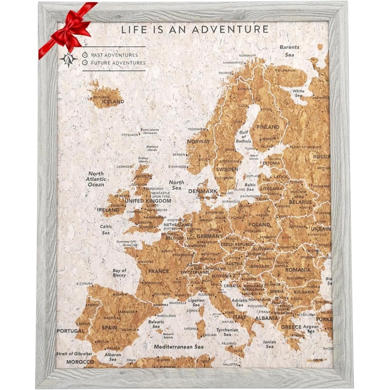 Splosh Grey Desk Travel Map Europe Pin Board