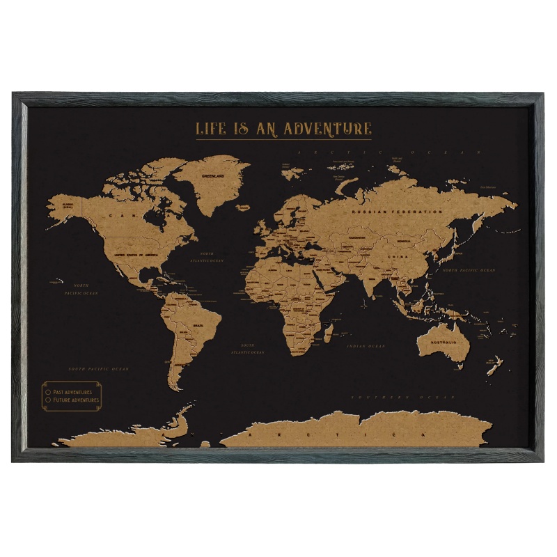 Splosh Black Xl Desk Travel Map World Pin Board
