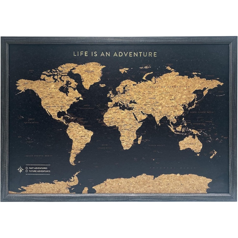 Splosh Black Medium Travel Map World Pin Board