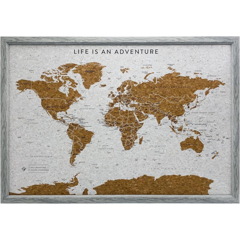 Splosh Grey Medium Travel Map World Pin Board