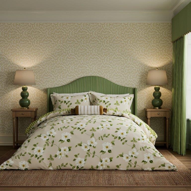 Sanderson National Trust Pink/Dark Poets Rose Duvet Set - Linen - King
