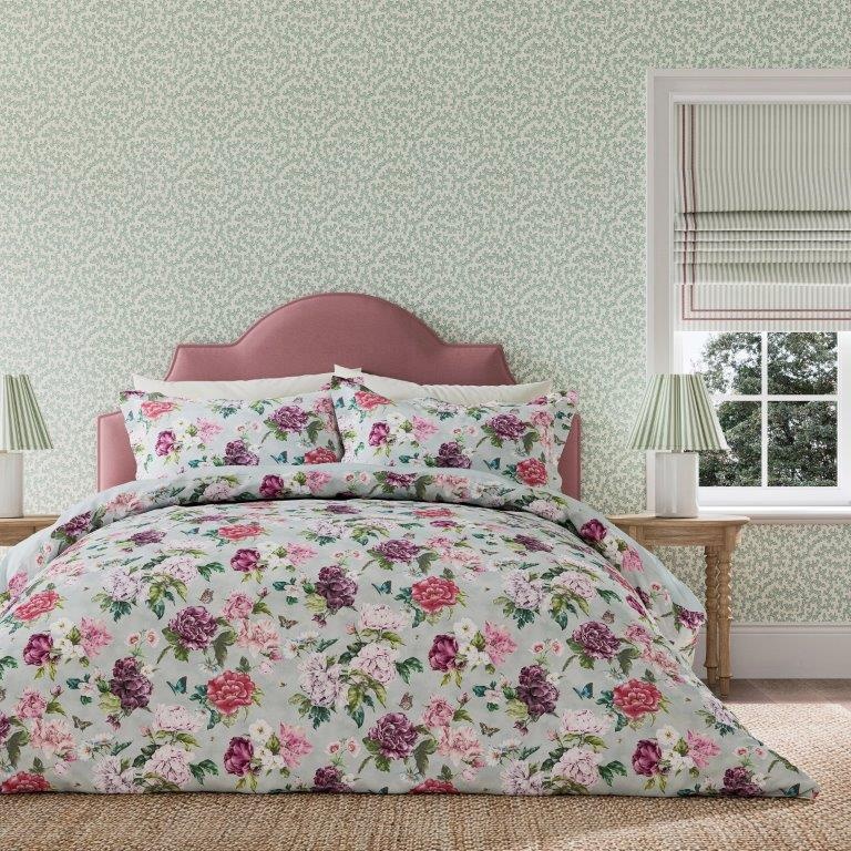 Sanderson National Trust Poets Rose Duvet Set - Pink
