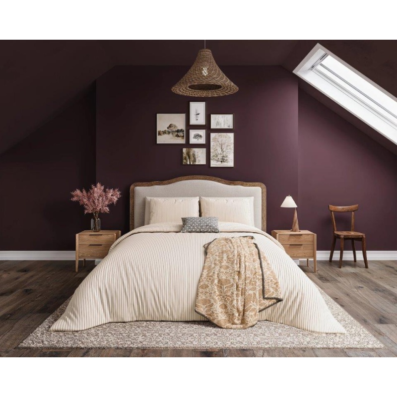 Helena Springfield Dark/Light Ticking Stripe Duvet Set - Graphite/Copper - Single