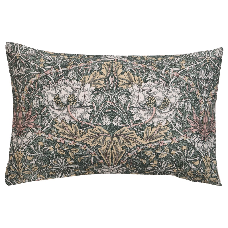 William Morris At Home Honeysuckle and Tulip Pillowcase Pair - Sage/Plaster