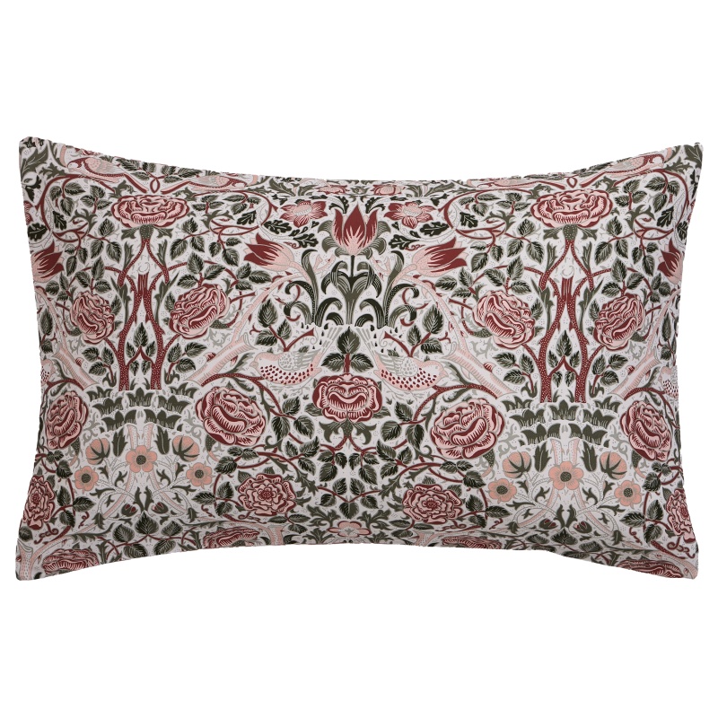 William Morris At Home Rose Brick Pillowcase Pair - Pink/Sage