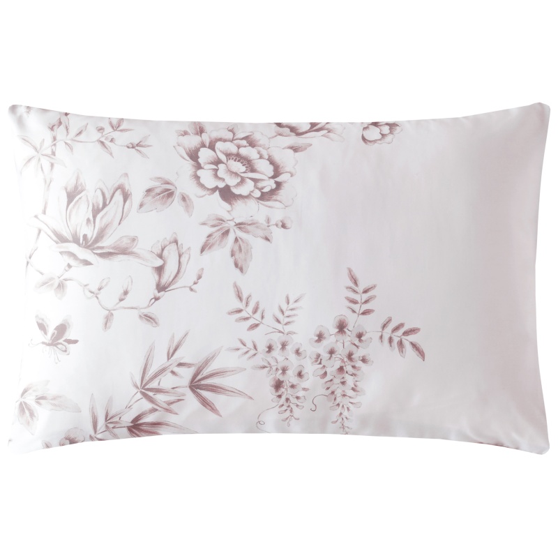 Laura Ashley Rowsham Garden Dark Blush Pillowcase Pair - Pink