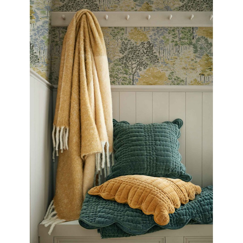 Laura Ashley Scalloped Cushion - Pine Green