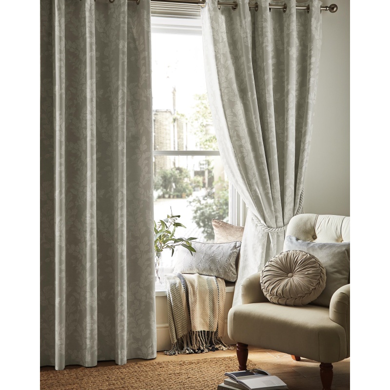 Laura Ashley Waxham Eyelet Curtains - Dove Grey