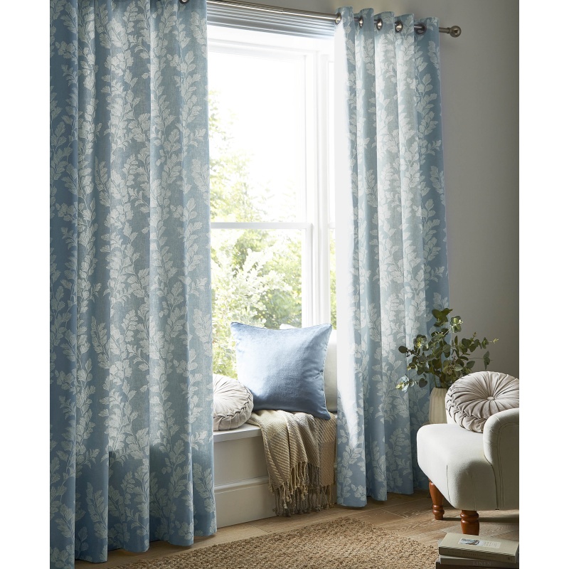 Laura Ashley Waxham Eyelet Curtains - Seaspray