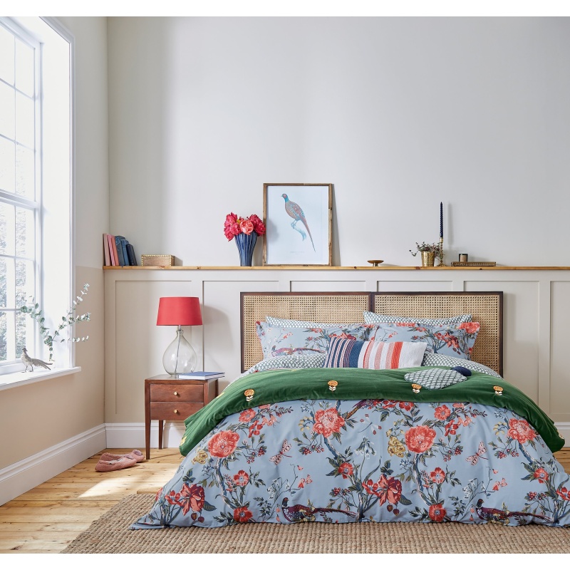Joules Blue Chinoise Floral Duvet Set - Single