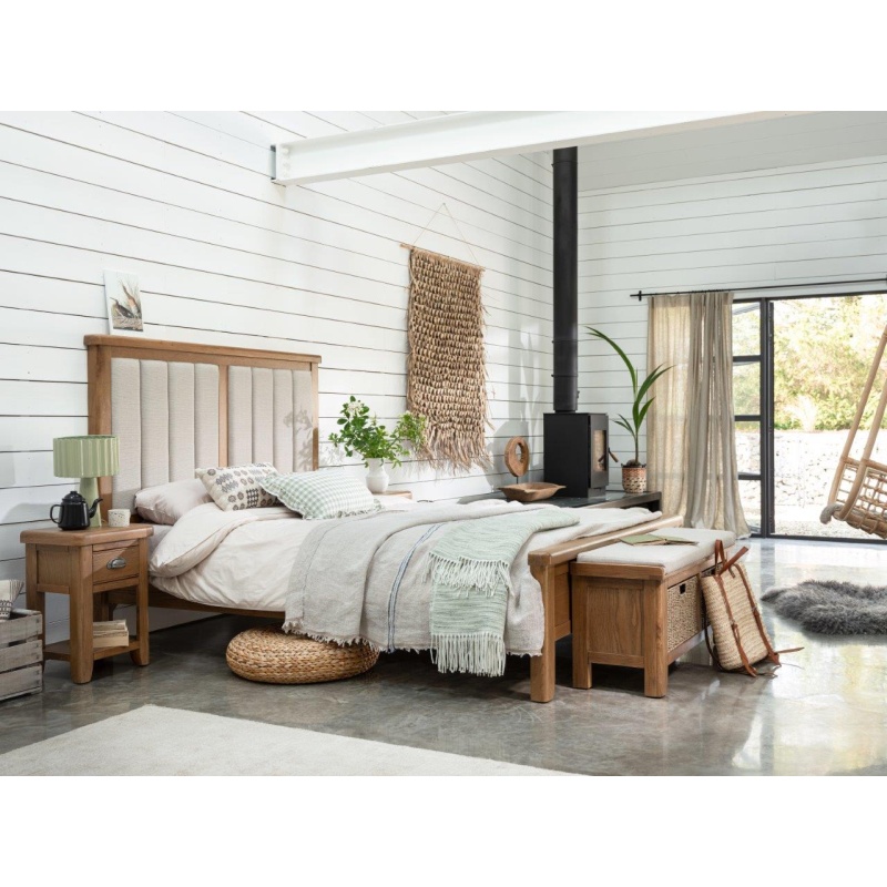 Baker Furniture Juniper Bedstead With Upholstered Headboard - Smoked Oak