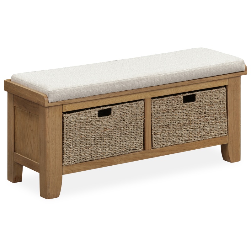 Baker Furniture Juniper 110cm Upholstered Hall Bench - Smoked Oak