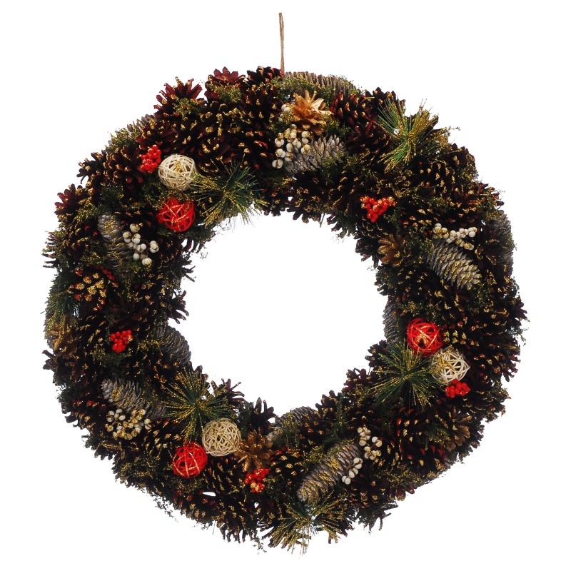 Festive Festive Red Pinecone Wreath - 60cm
