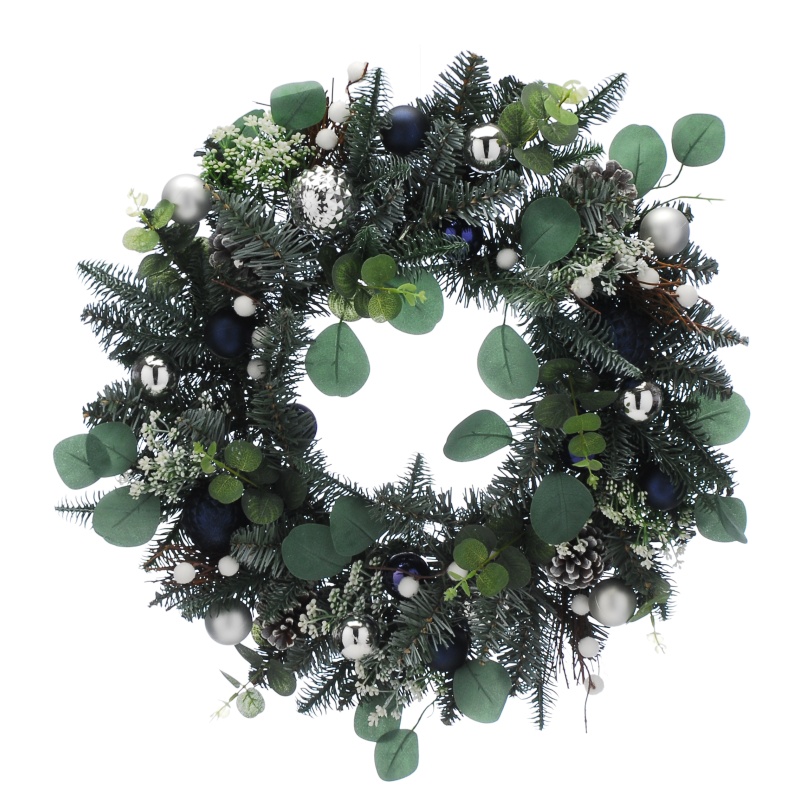 Festive Festive Blue & Silver Ball Wreath - 55cm