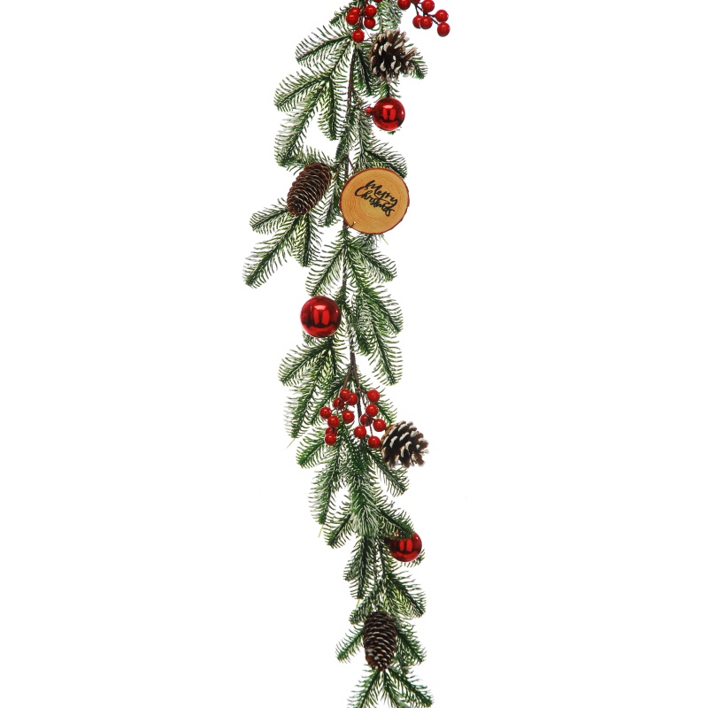 Festive Festive Frosted Pine & Berry Garland - 190cm