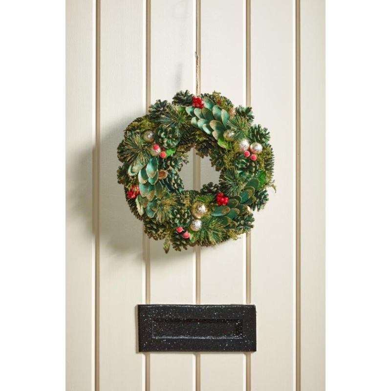 Smart Garden Smart Garden Green & Gold Bauble Pinecone Wreath - 36cm