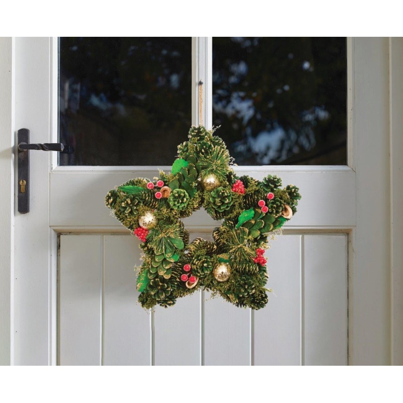 Smart Garden Smart Garden Green & Gold Bauble Pinecone Star - 35cm