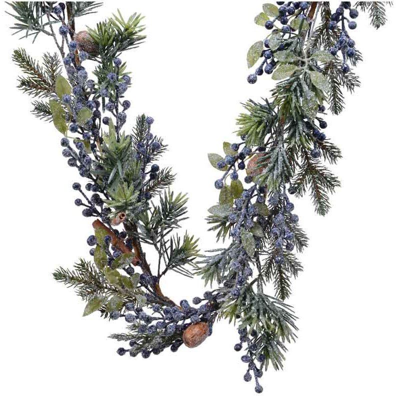 Kaemingk Kaemingk Blue Berry Garland Frosted - 180cm